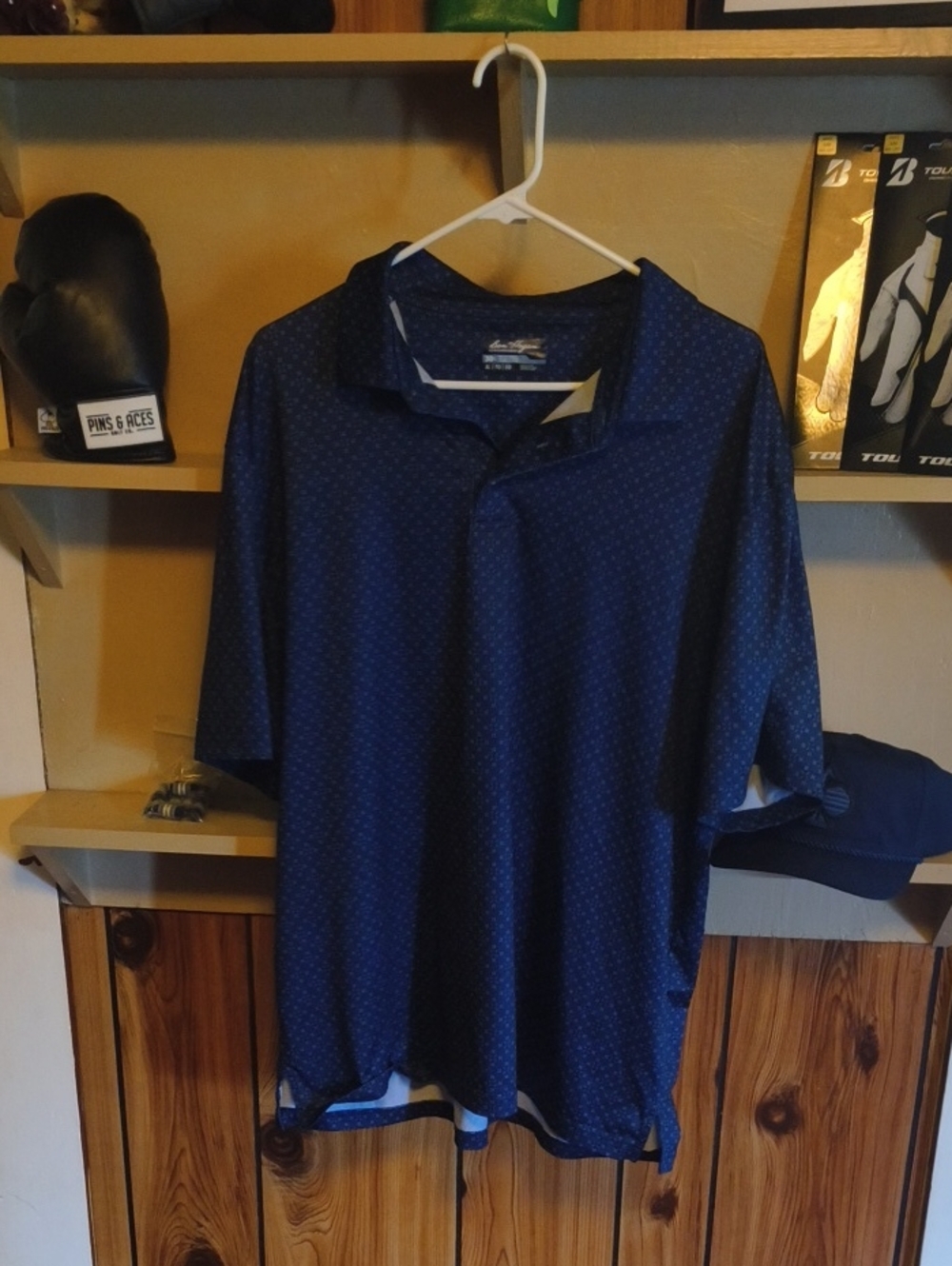 Ben Hogan Men's Dark Blue Micro-Pattern Polo